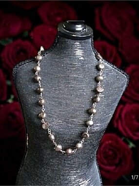 Silpada Retired Elegant Silver Gray Pearl Beaded Necklace - 18”, N1183